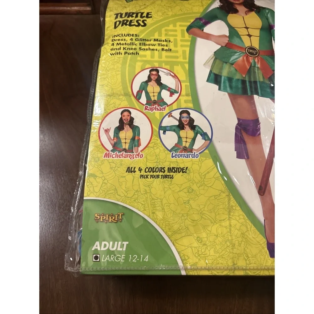 Spirit Halloween TMNT Turtle Dress Costume Adult Large 12-14 Ninja Turtles - Picture 2 of 6